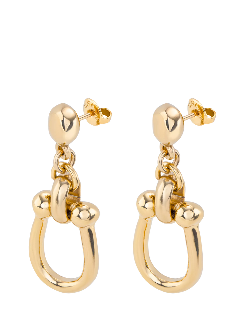 UNOde50 Youthful Collection horseshoe drop earrings gold, imported from the UK