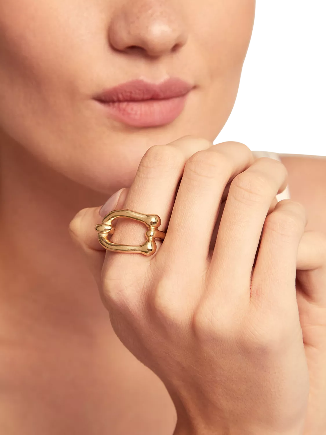 UNOde50 gold plated link ring size S 1/2, UK version