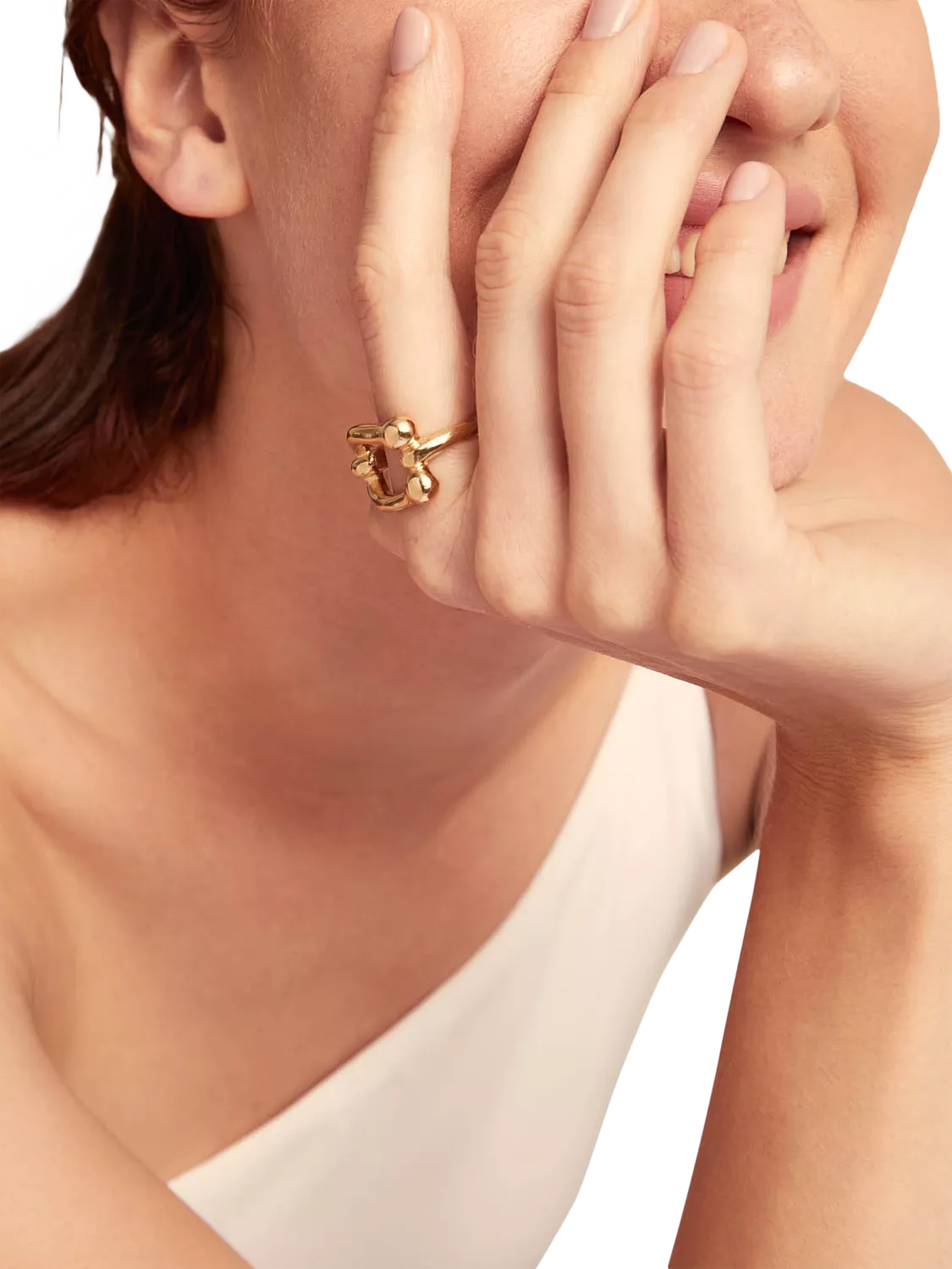 UNOde50 gold plated link ring size S 1/2, UK version