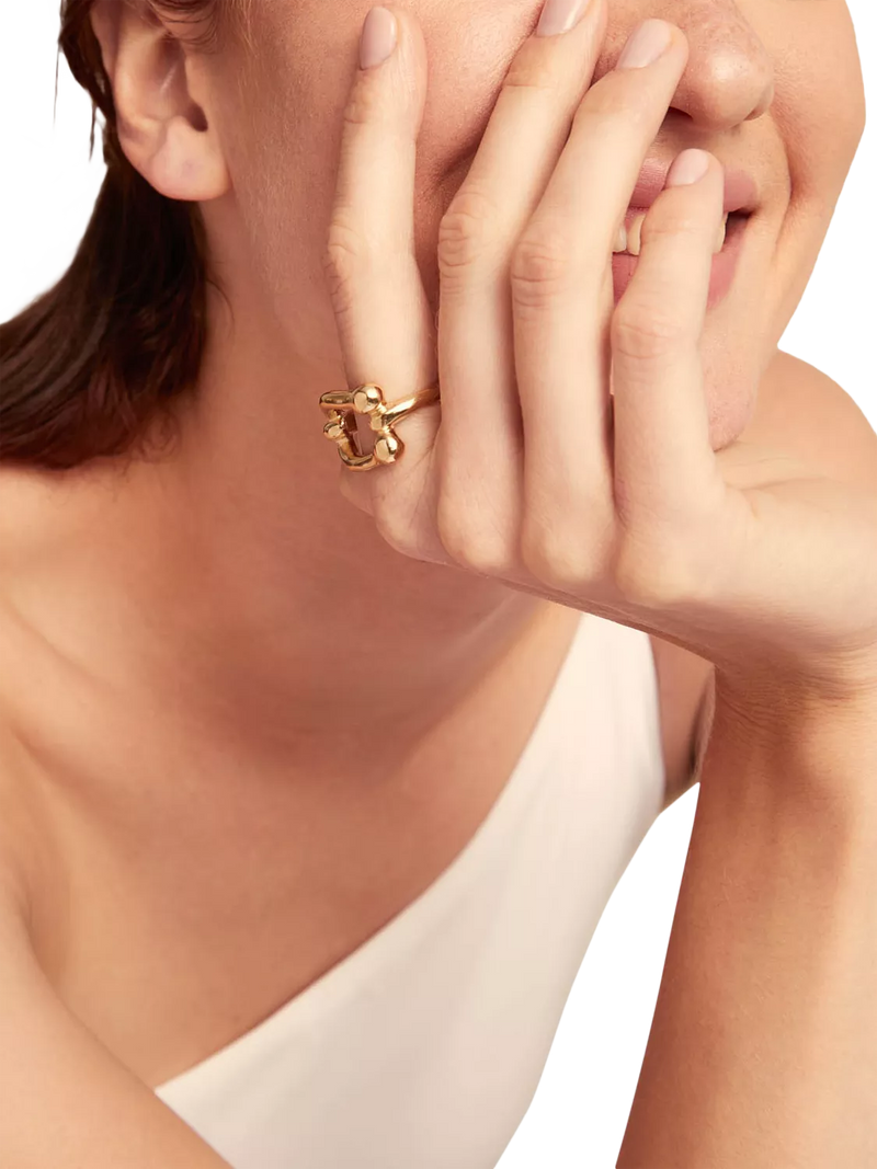 UNOde50 gold plated link ring size S 1/2, UK version