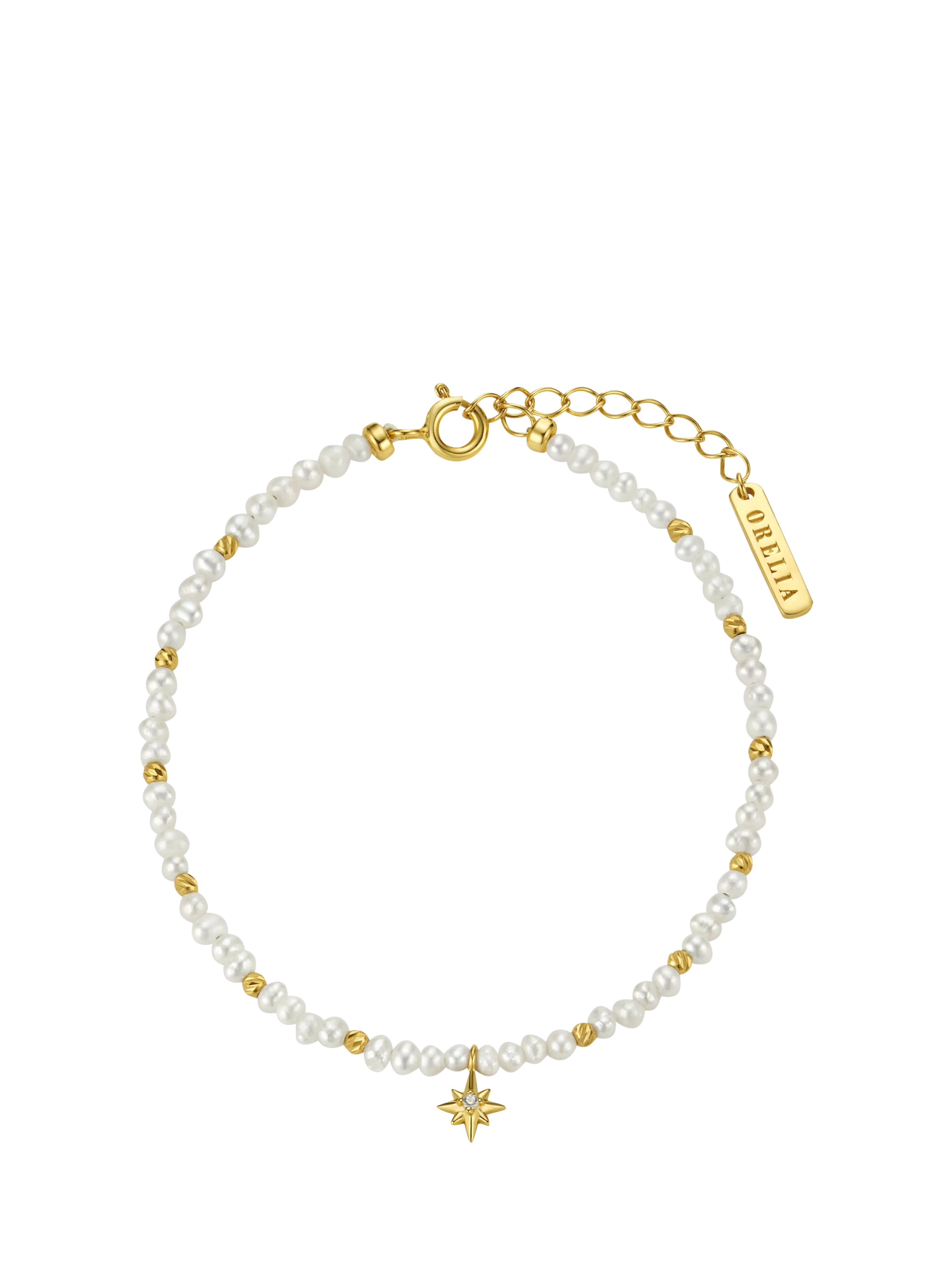 Orelia pearl bead star bracelet pale gold, UK version