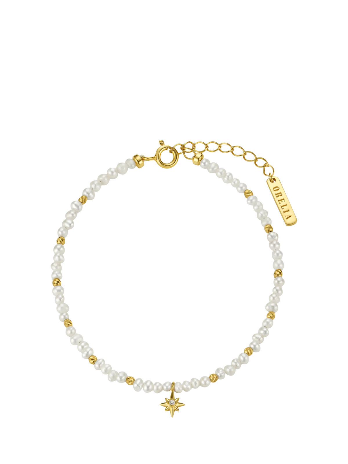 Orelia pearl bead star bracelet pale gold, UK version