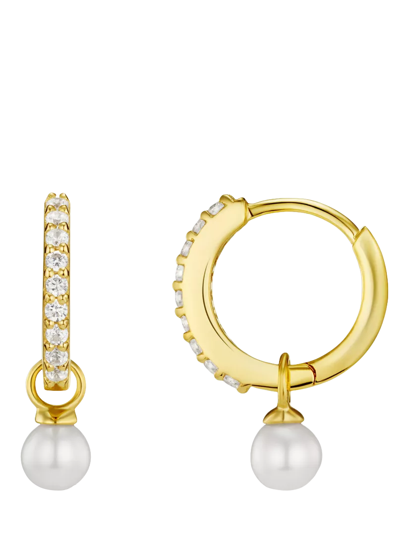 Orelia pave pearl drop earrings gold, UK version