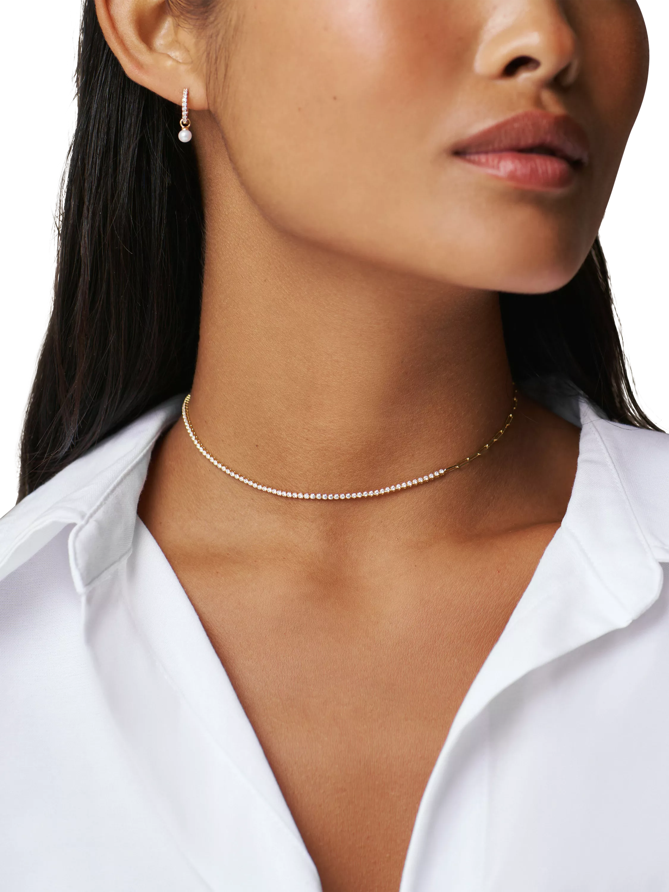 Orelia pave pearl drop earrings gold, UK version
