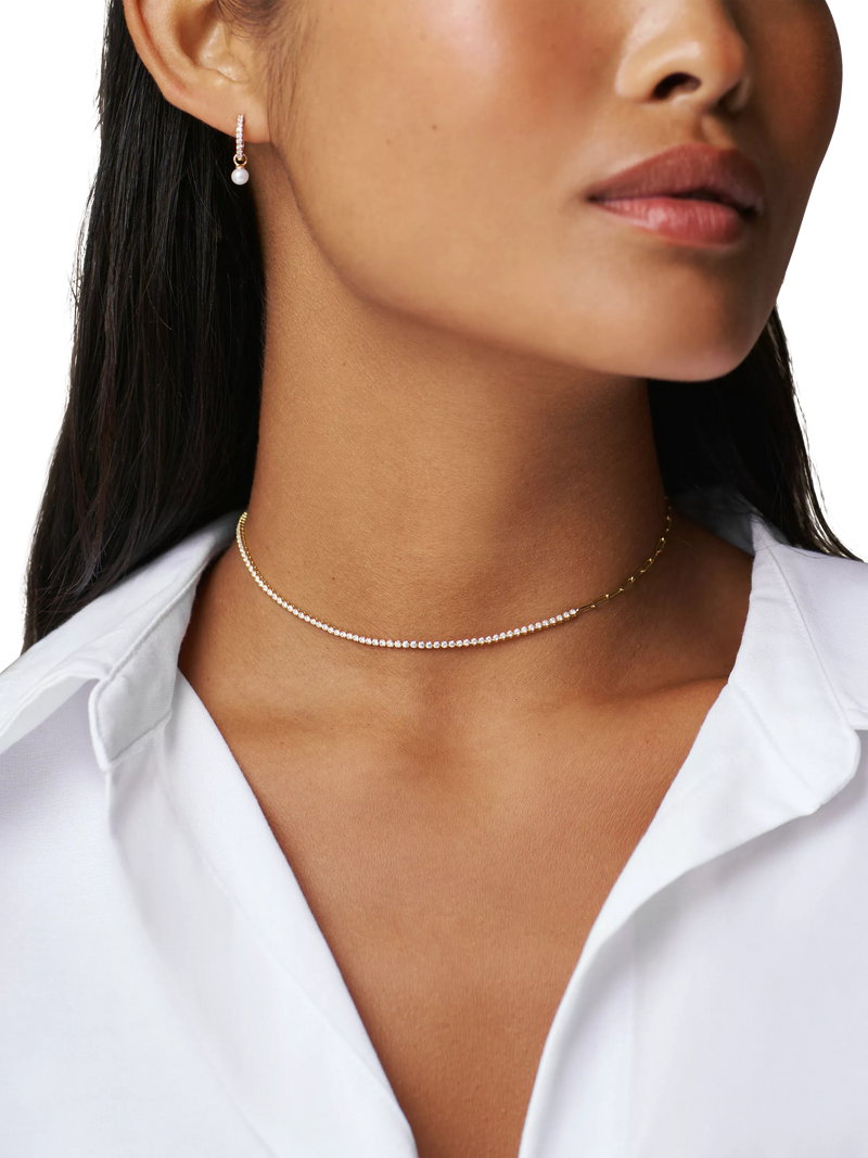 Orelia pave pearl drop earrings gold, UK version