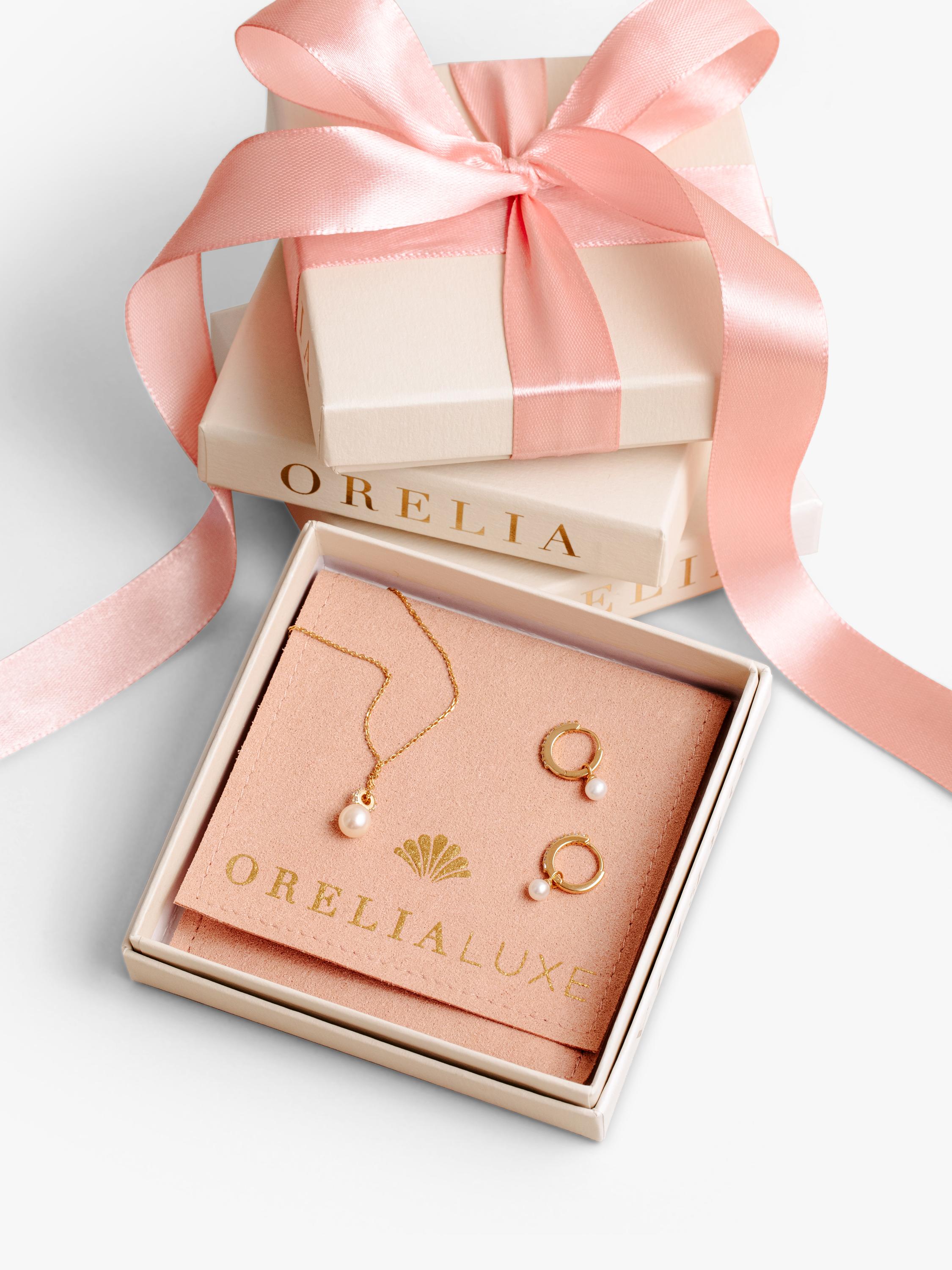 Orelia pave pearl drop earrings gold, UK version