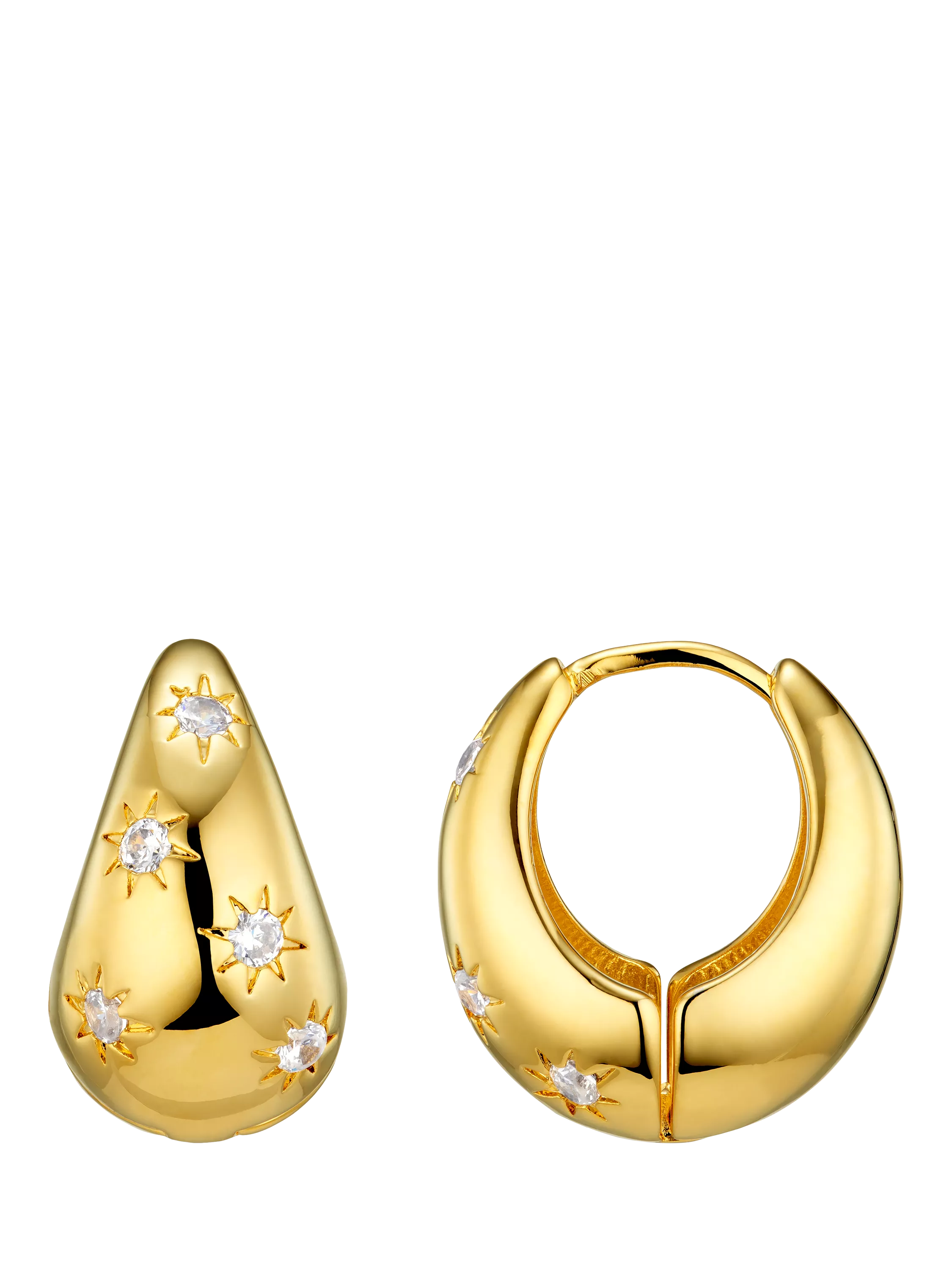 Orelia tapered crystal hoop earrings pale gold 16mm, imported from the UK