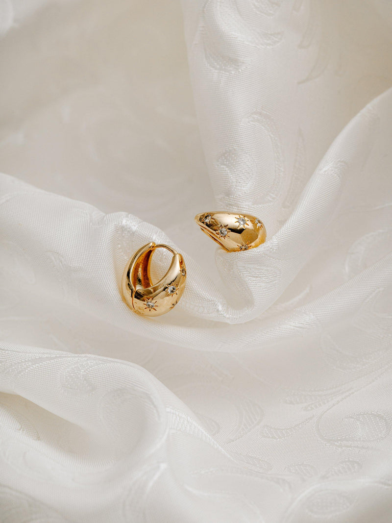 Orelia tapered crystal hoop earrings pale gold 16mm, imported from the UK
