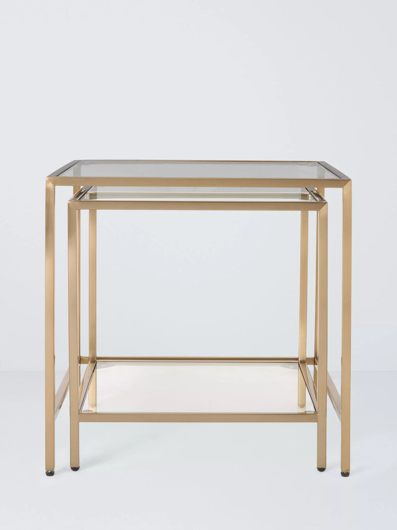 John Lewis Langham nest of glass tables brass 2 piece (British brand)