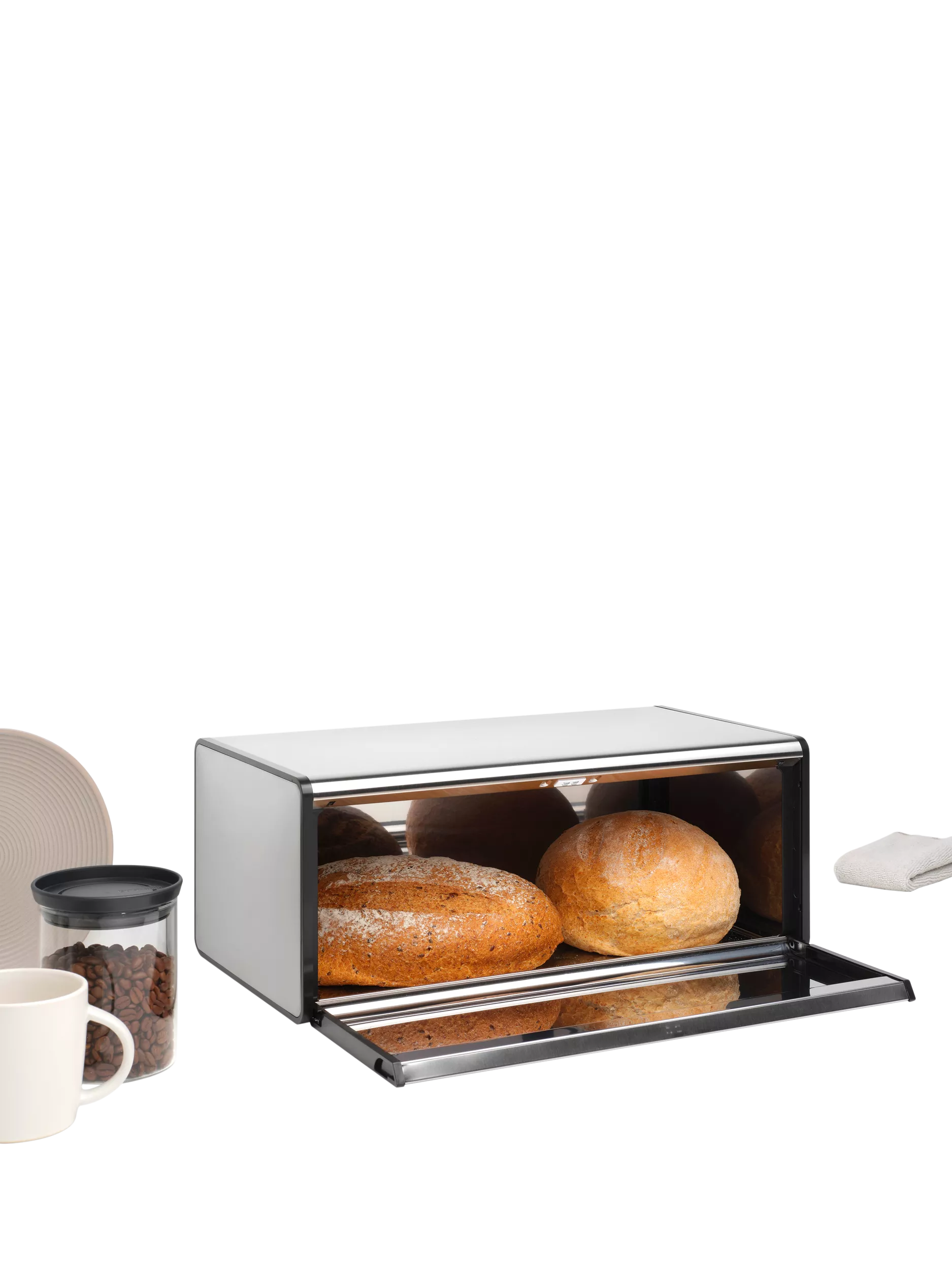 Brabantia Fall Front Bread Bin Matt Steel, UK version