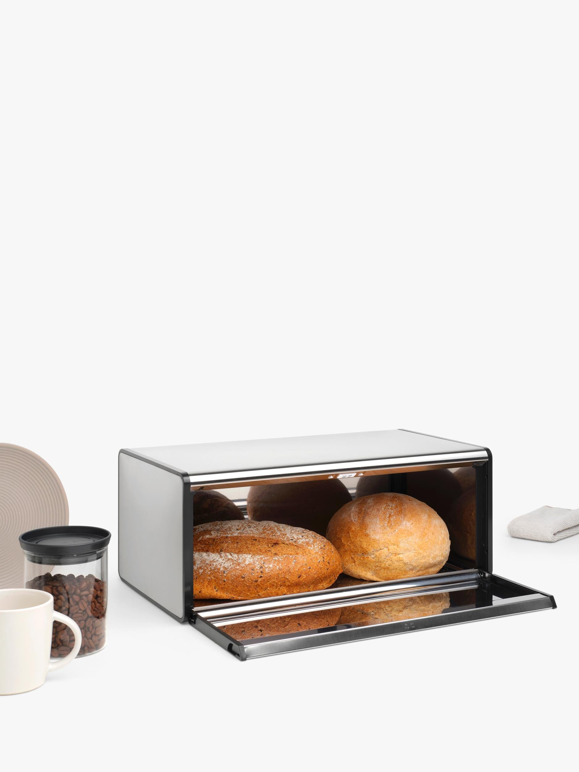 Brabantia Fall Front Bread Bin Matt Steel, UK version