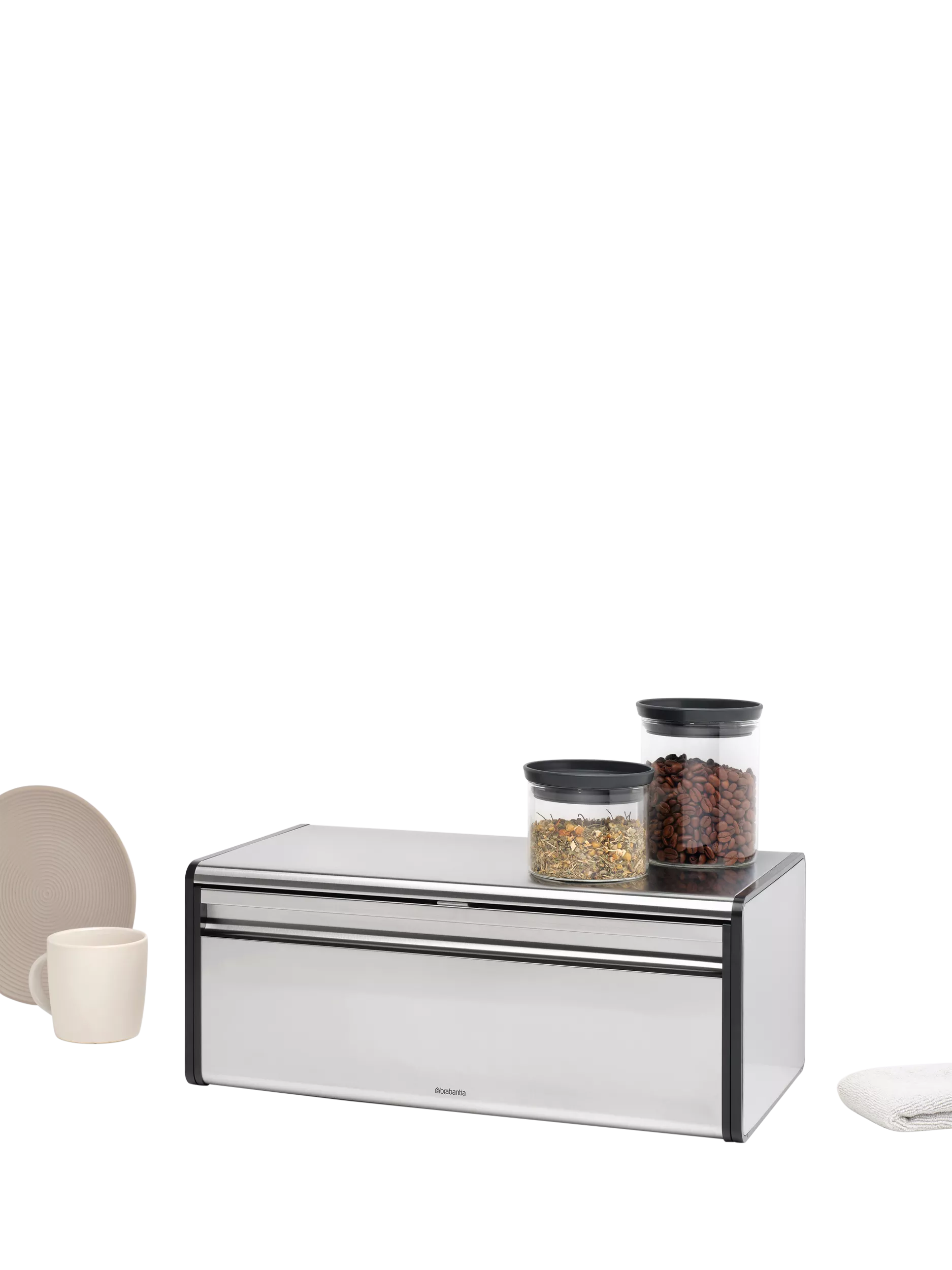 Brabantia Fall Front Bread Bin Matt Steel, UK version