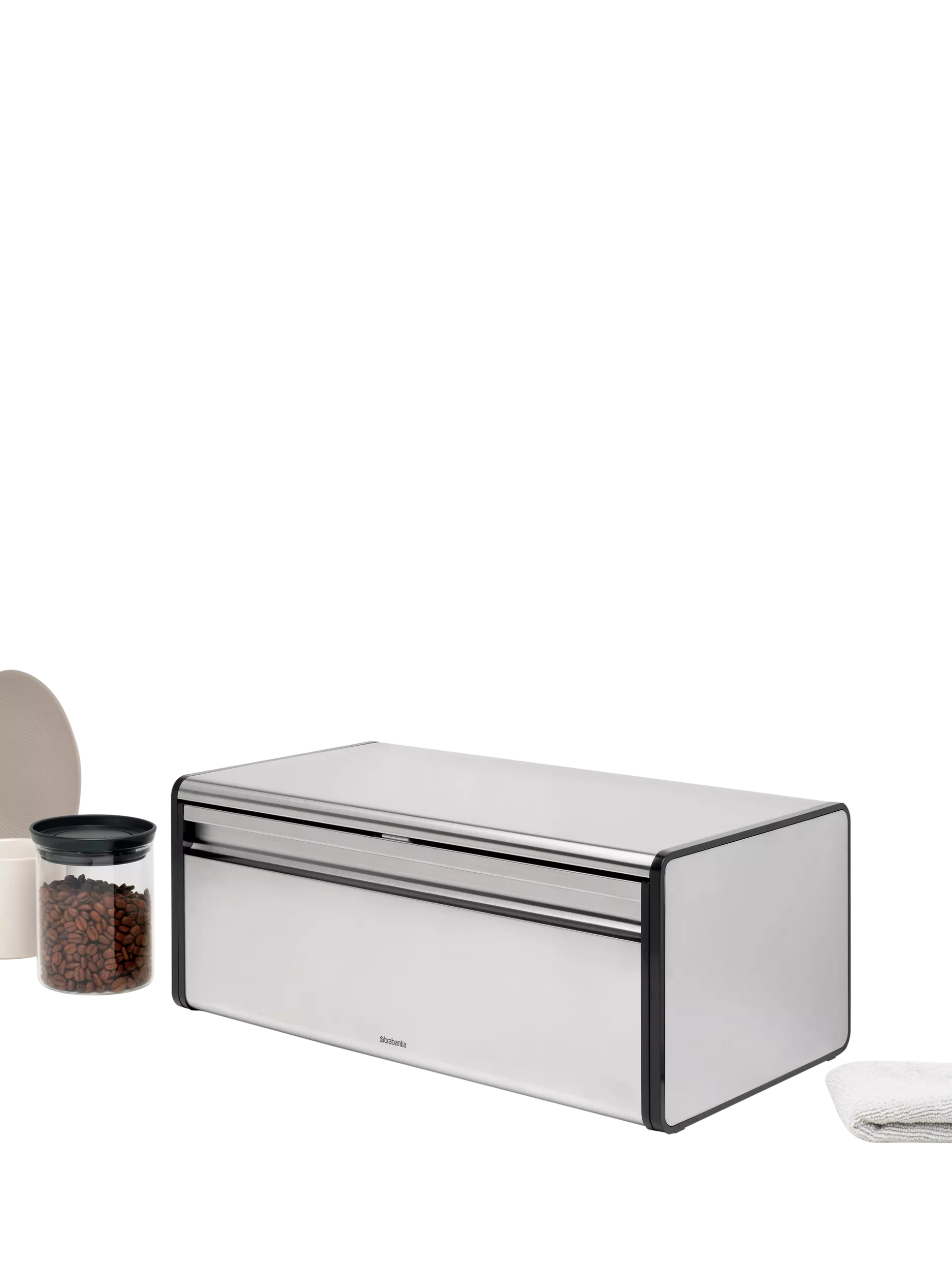 Brabantia Fall Front Bread Bin Matt Steel, UK version