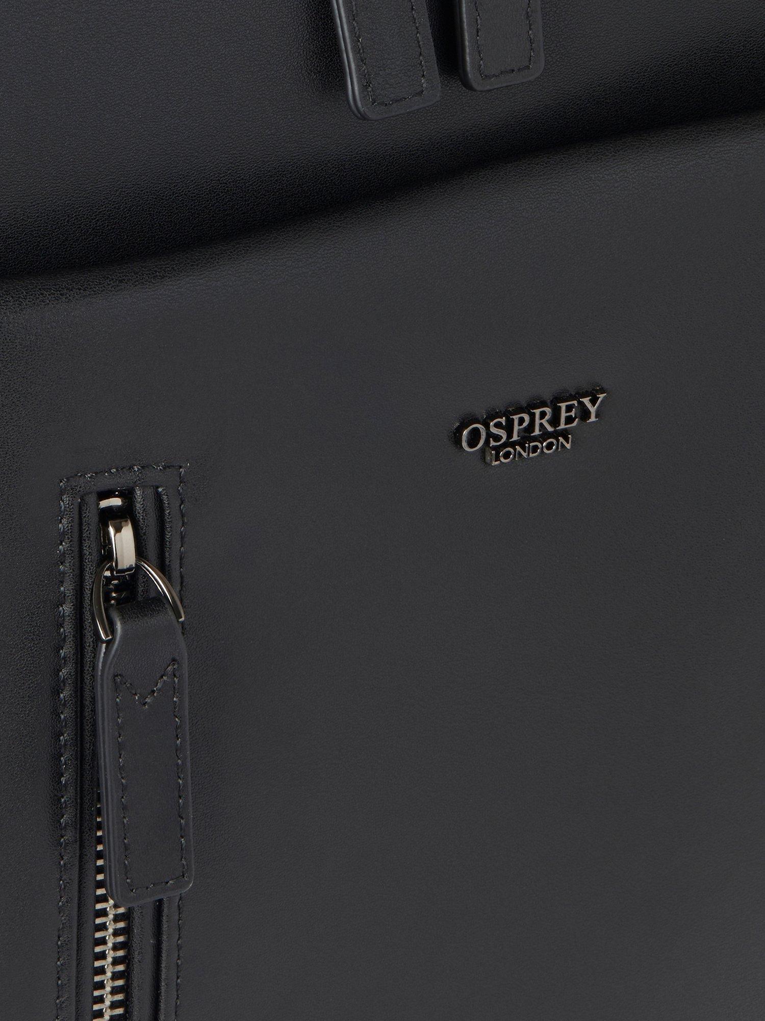 OSPREY LONDON Hudson black leather backpack, imported from the UK