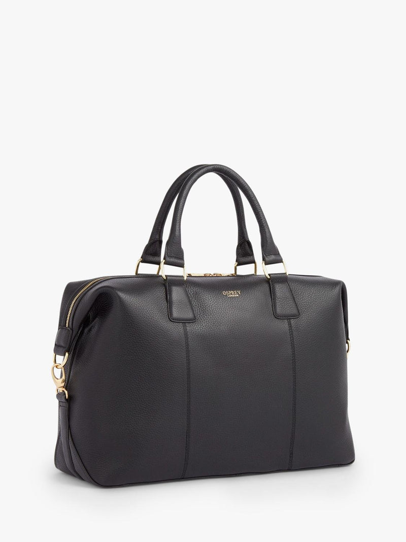 OSPREY LONDON Adaline leather weekender bag grainy hide - British product