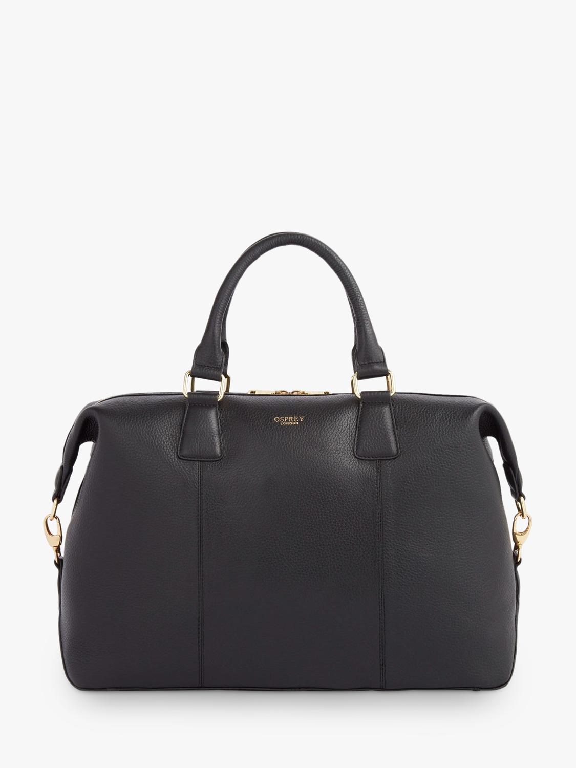 OSPREY LONDON Adaline leather weekender bag grainy hide - British product