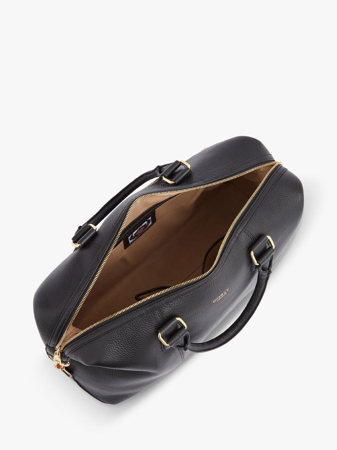 OSPREY LONDON Adaline leather weekender bag grainy hide - British product