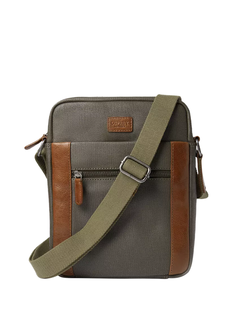 OSPREY LONDON Grantham Waxed Canvas and Leather Messenger Bag, Small