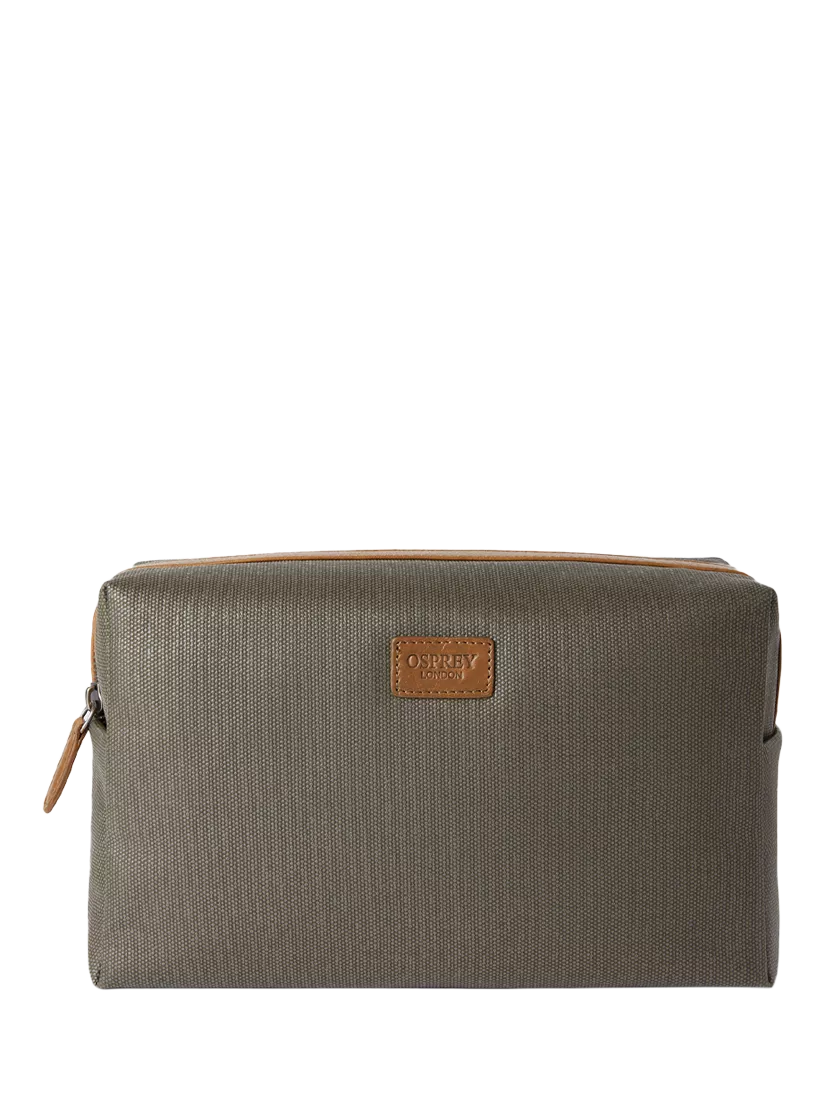 OSPREY LONDON The Grantham Waxed Canvas and Leather Washbag