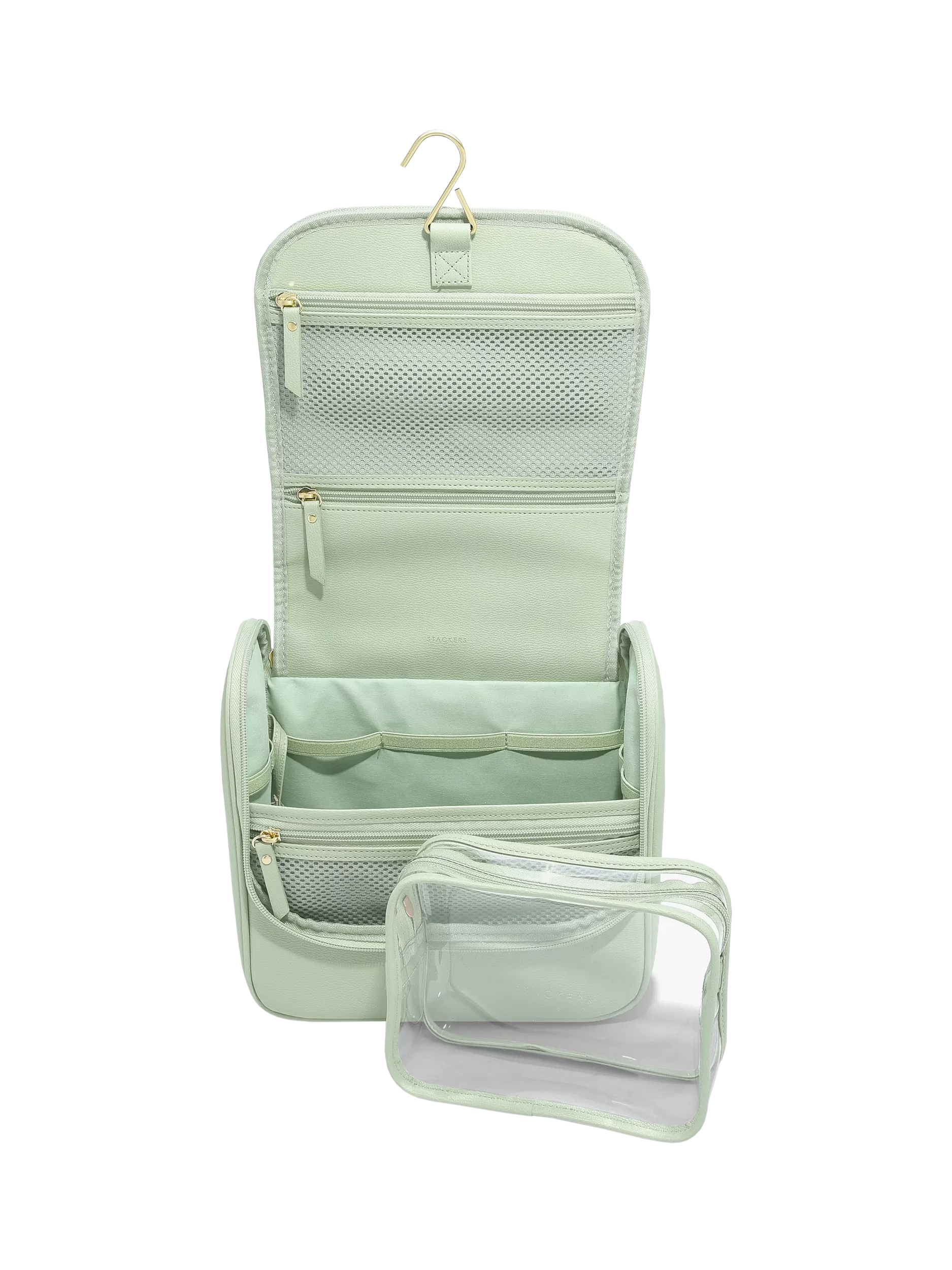 Stackers Large Hanging Travel Wash Bag, Green