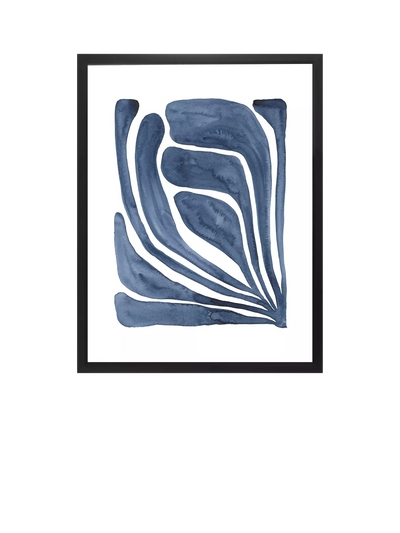 John Lewis Brookpace Lascelles Blue Leaf I Framed Print, Blue, 66 x 55cm- Buy online at McGrocer