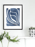 Brookpace Lascelles Blue Leaf I framed print 66x55cm, UK version