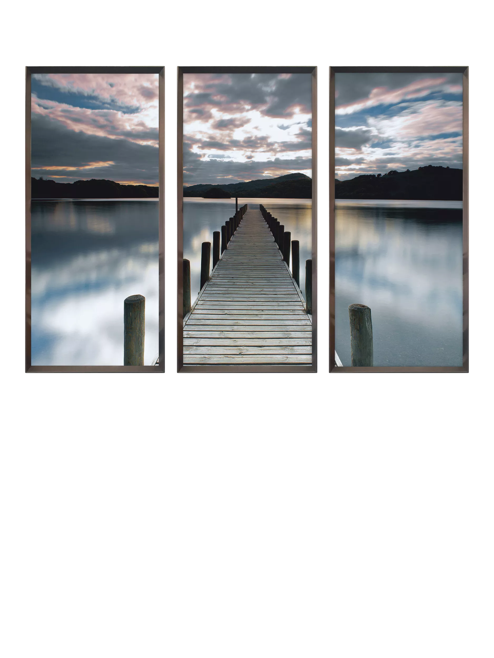 Brookpace Lascelles Jetty Triptych framed prints 157x115cm, imported from the UK