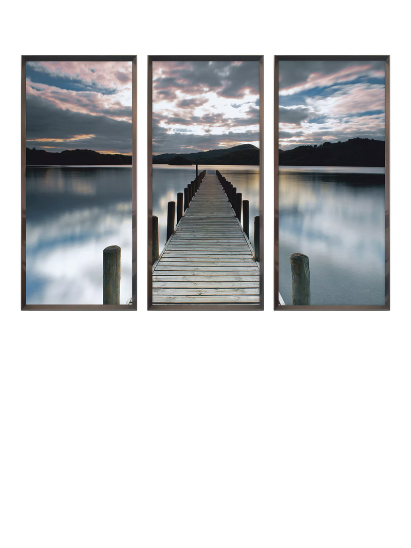 Brookpace Lascelles Jetty Triptych framed prints 157x115cm, imported from the UK