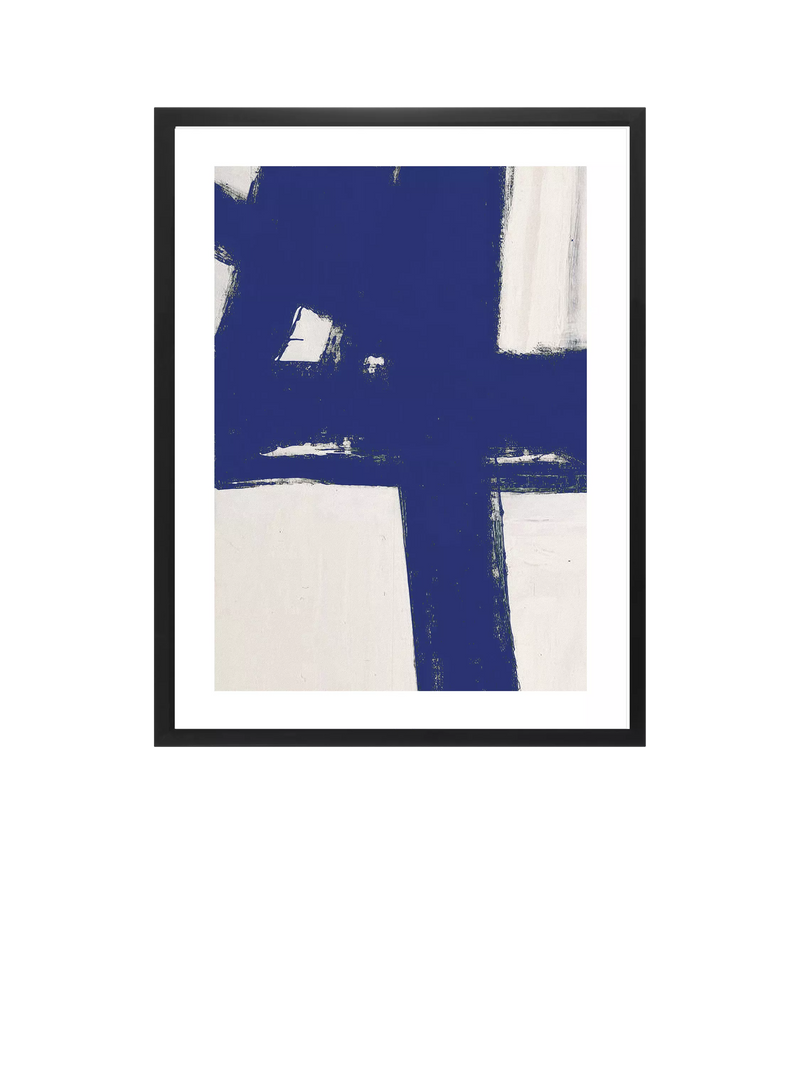 Brookpace Lascelles Nero 5 abstract framed print 75x55cm blue, imported from the UK