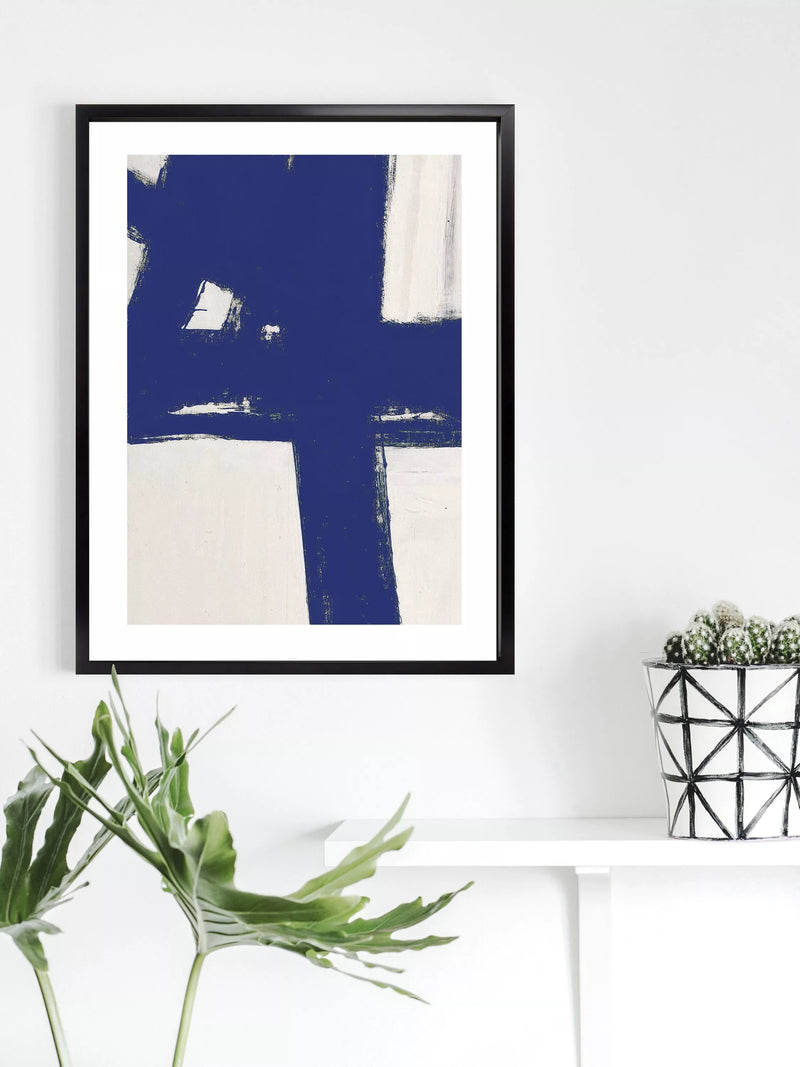 Brookpace Lascelles Nero 5 abstract framed print 75x55cm blue, imported from the UK