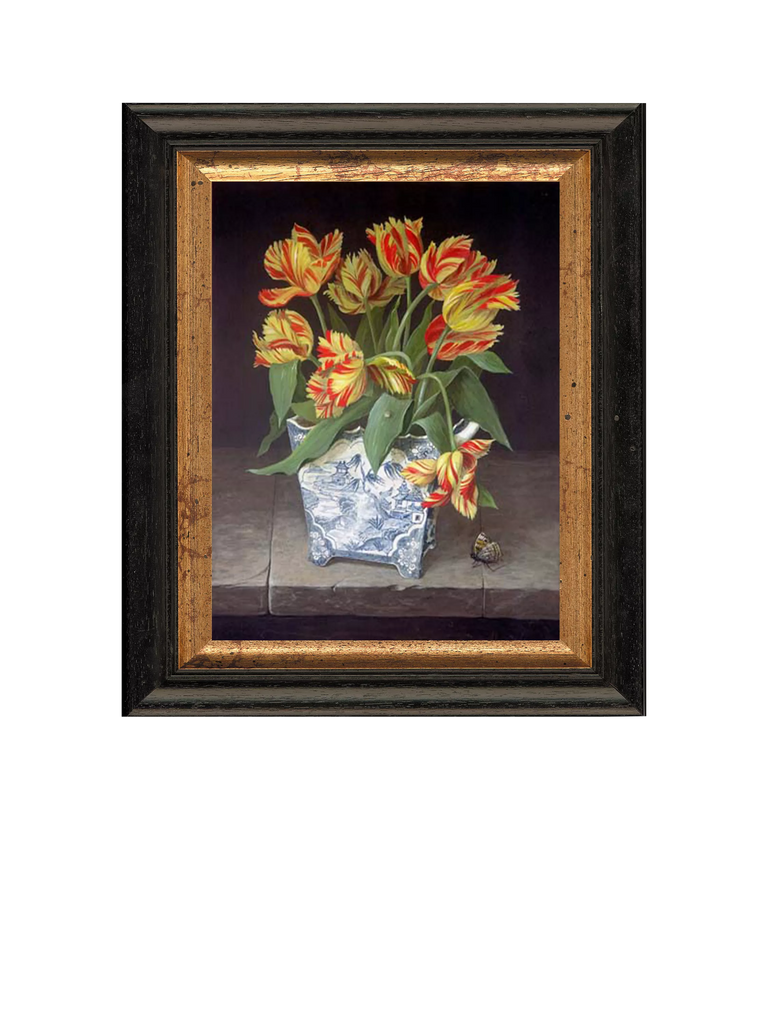 Brookpace Lascelles 'Orange Tulips in China Vase' Framed Canvas Print, 44 x 36cm, Yellow/Red