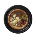 Brookpace Lascelles 'Rose & Red Grapes' Porthole Round Framed Canvas Print, 43cm, Black/Multi