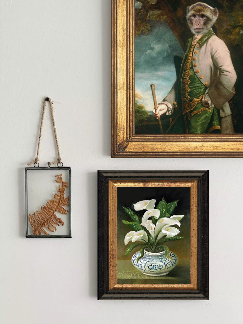 Brookpace Lascelles white flowers in vase framed canvas print white/blue 44 x 36cm - British product
