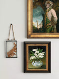 Brookpace Lascelles white flowers in vase framed canvas print white/blue 44 x 36cm - British product