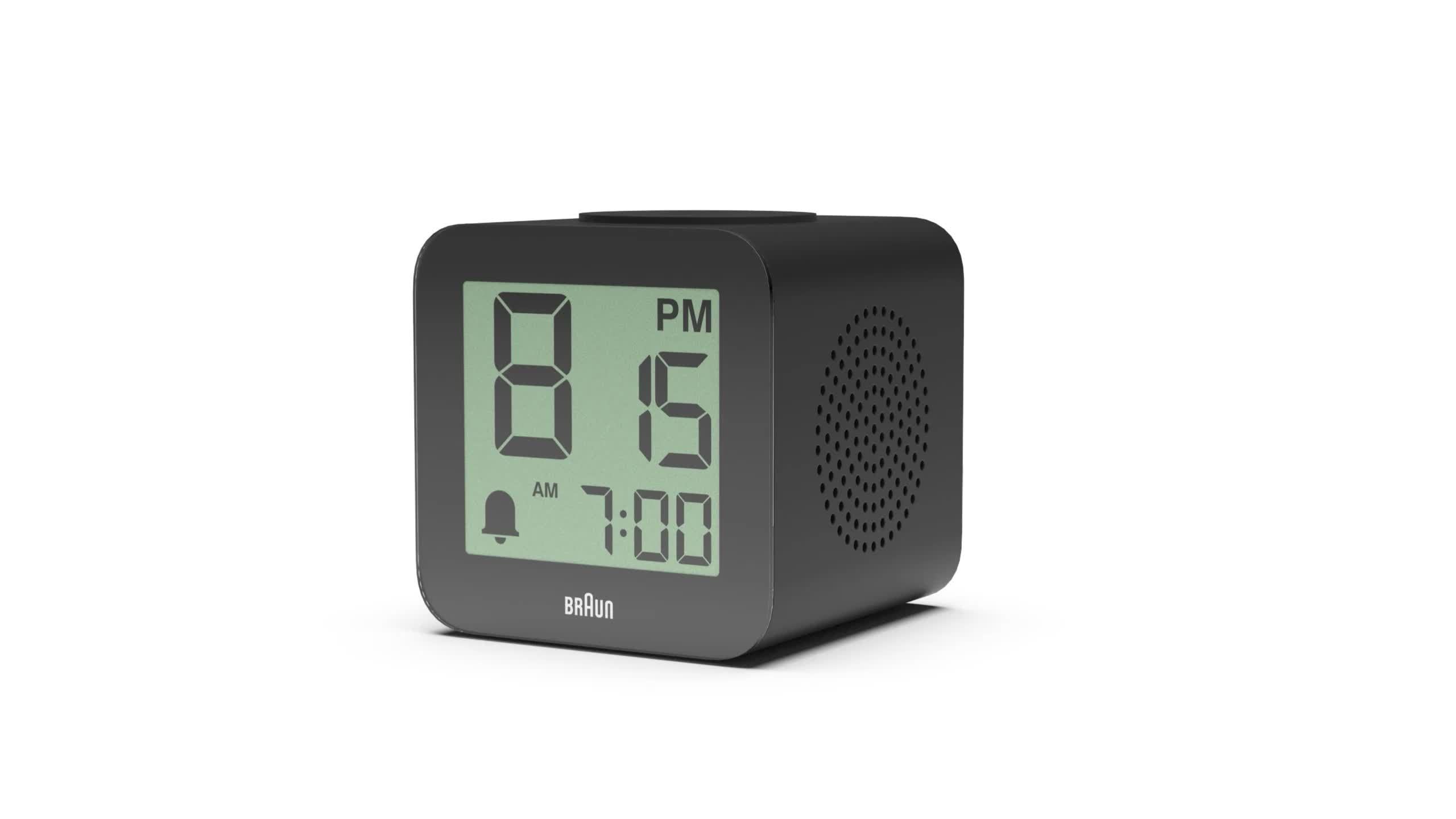 Braun BC25 white digital speaking alarm clock, UK version