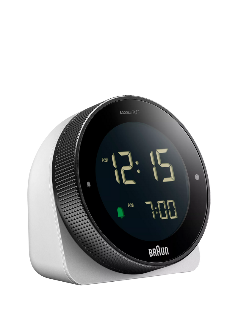 Braun BC24 digital alarm clock white (British brand)