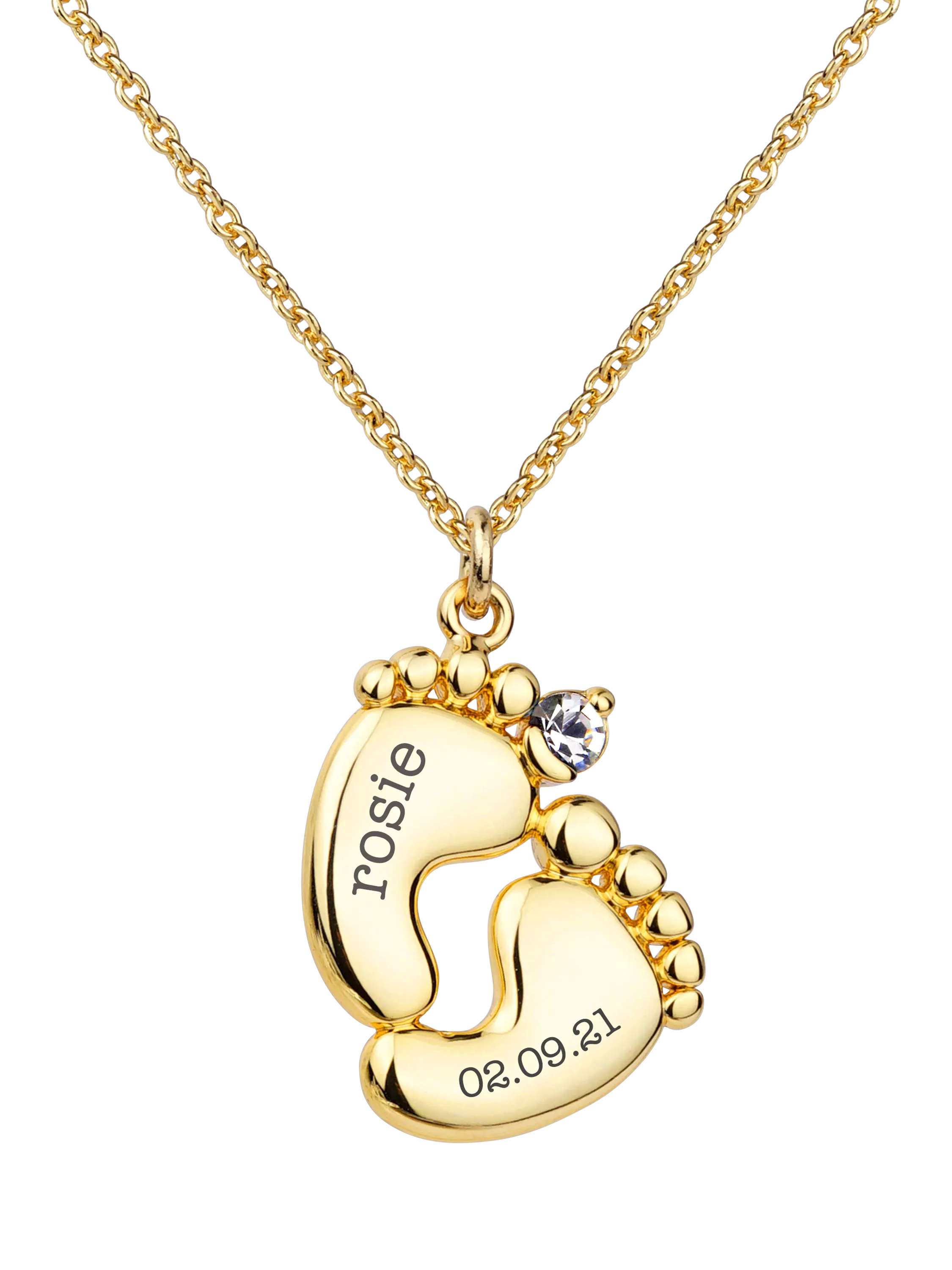 Treat Republic baby feet personalised necklace gold plated crystal (British brand)