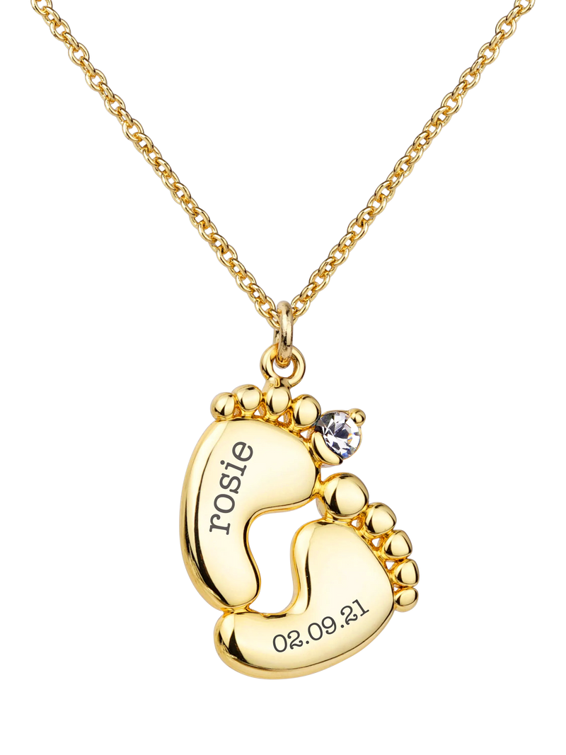 Treat Republic baby feet personalised necklace gold plated crystal (British brand)