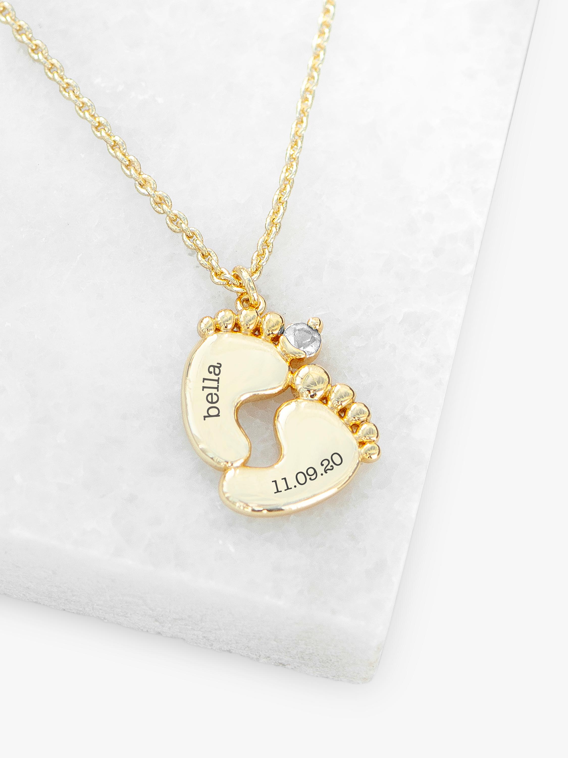 Treat Republic baby feet personalised necklace gold plated crystal (British brand)