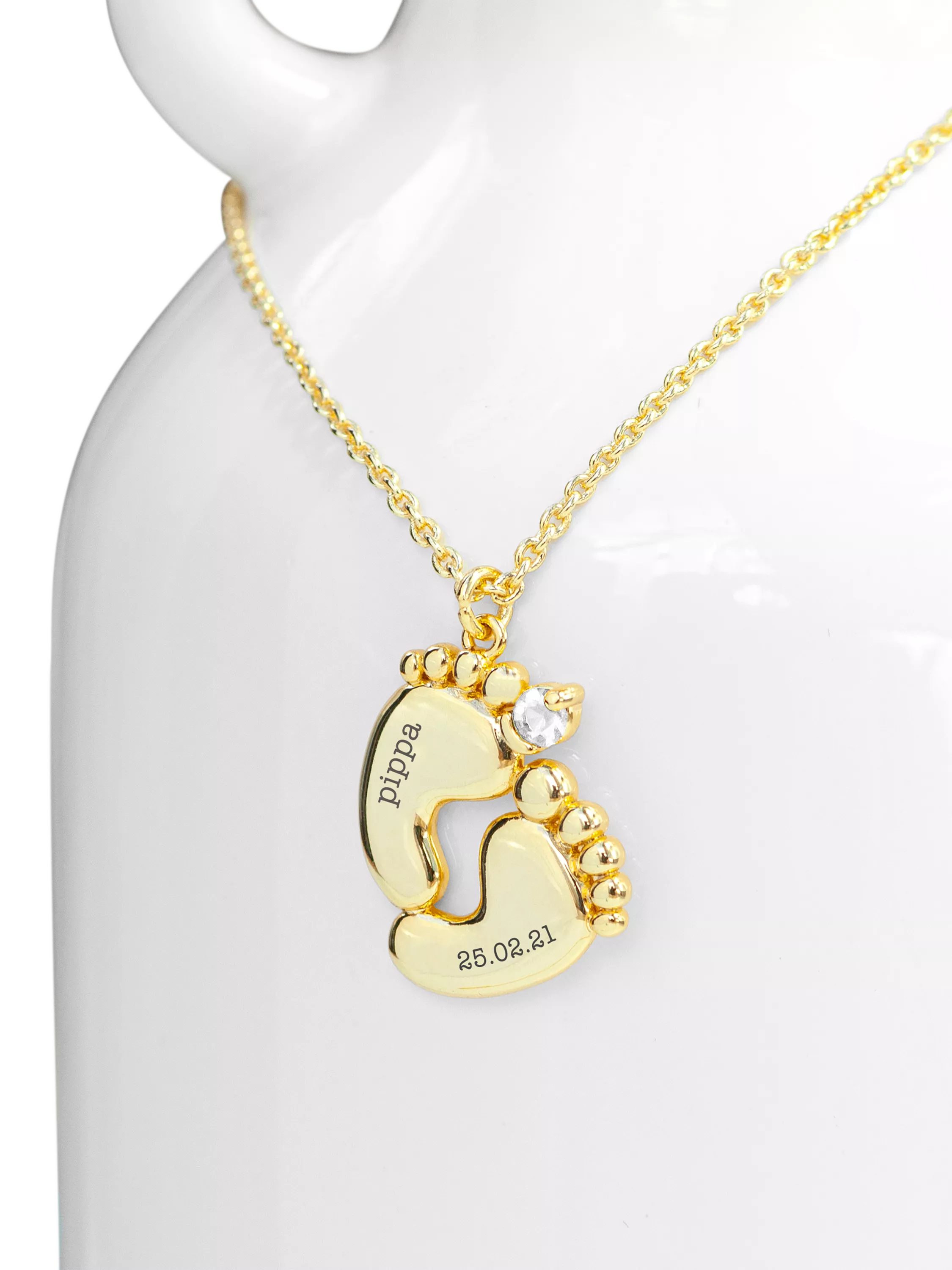 Treat Republic baby feet personalised necklace gold plated crystal (British brand)
