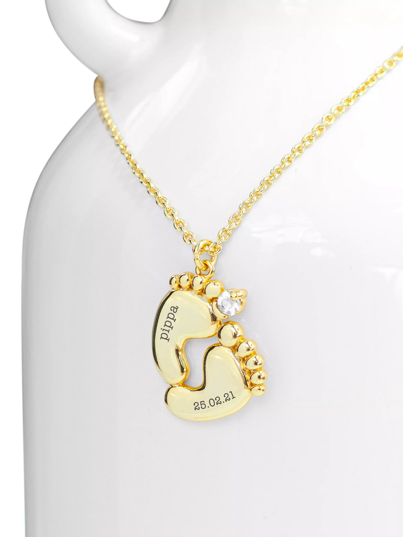 Treat Republic baby feet personalised necklace gold plated crystal (British brand)