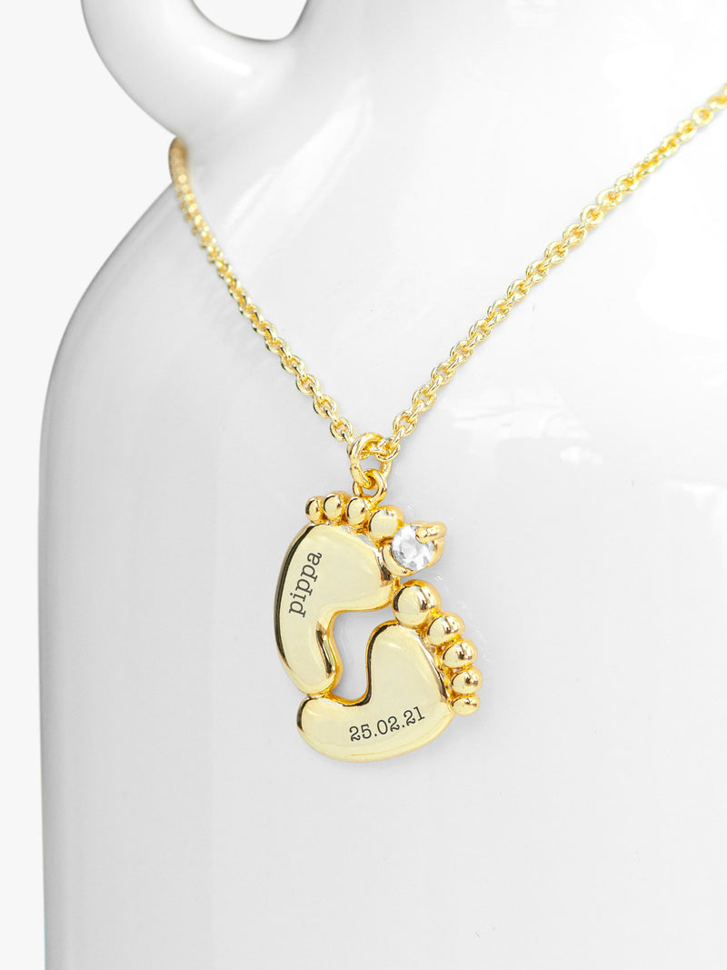 Treat Republic baby feet personalised necklace gold plated crystal (British brand)