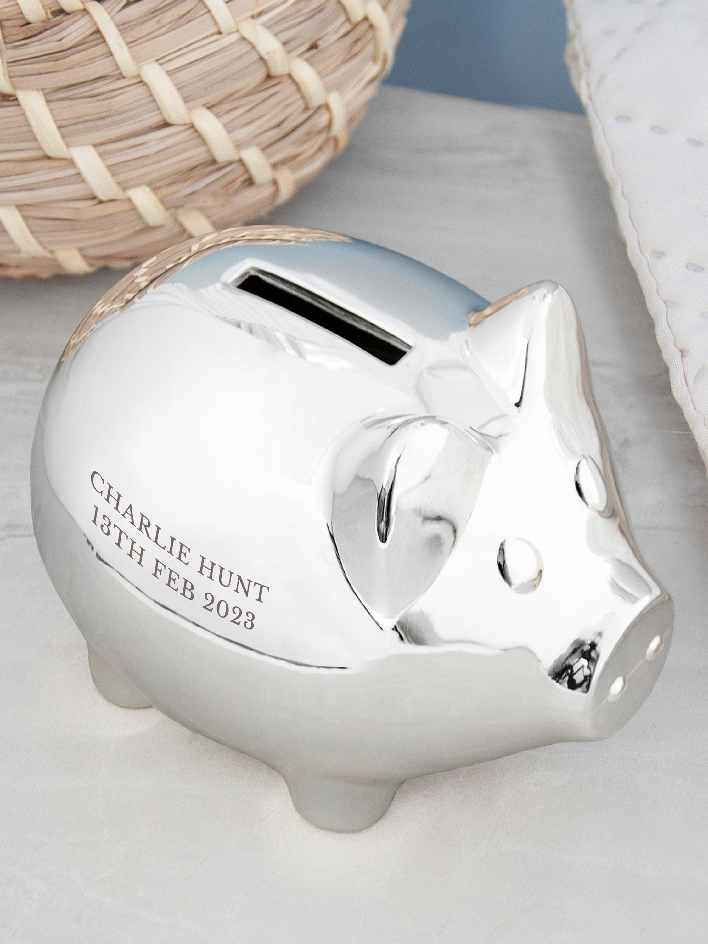 Treat Republic personalised silver plated piggy bank - British product