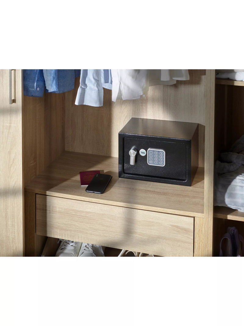 Yale Value Home Safe small black programmable PIN safe - British product