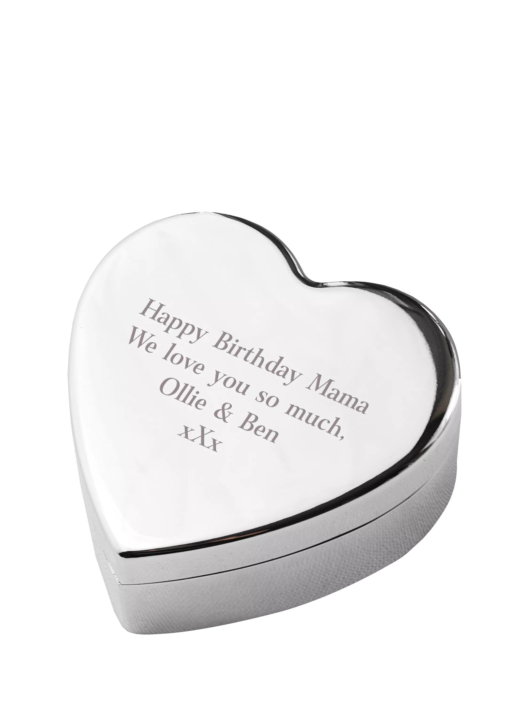 Treat Republic personalised heart trinket box silver-plated, UK version