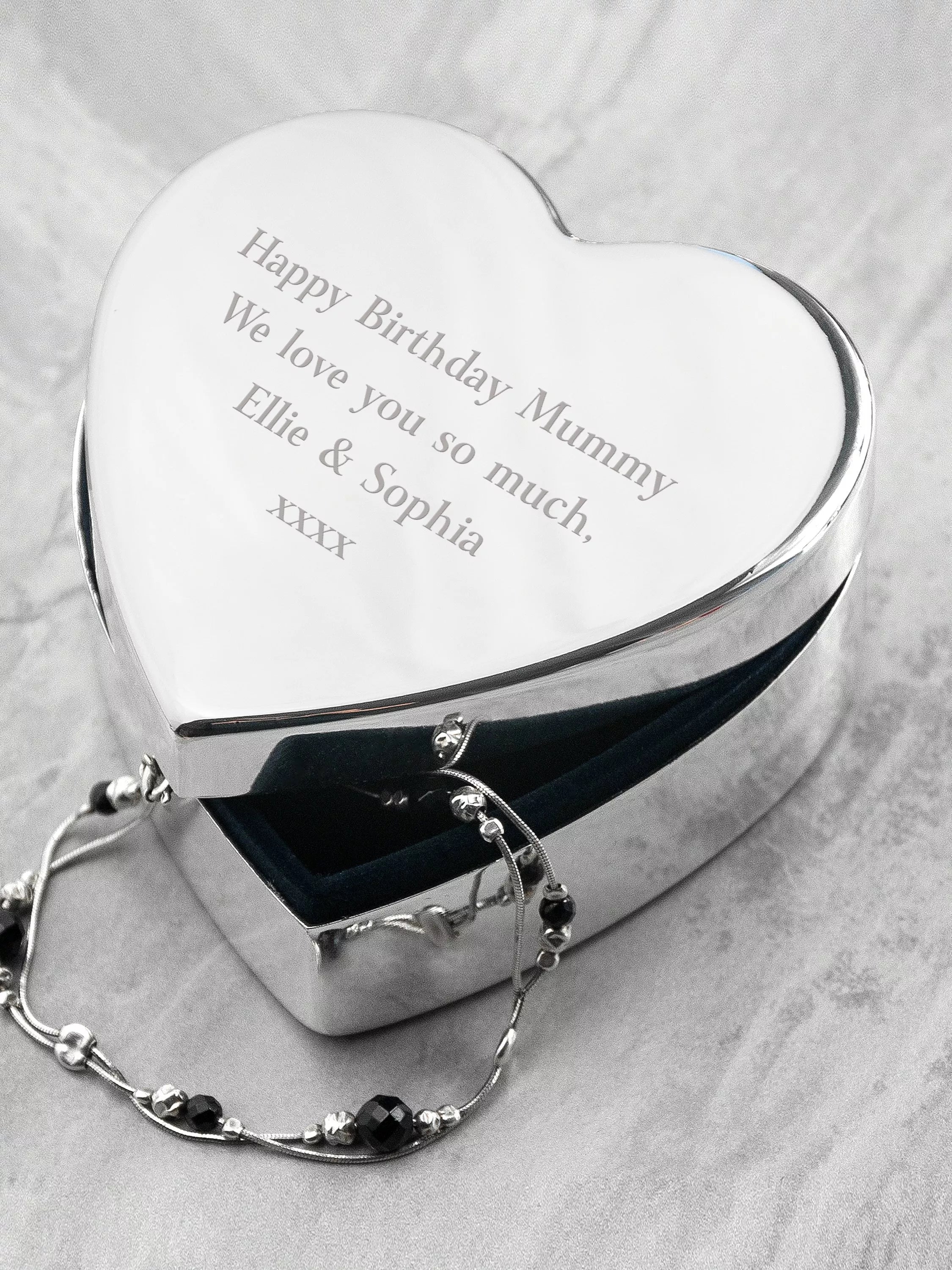 Treat Republic personalised heart trinket box silver-plated, UK version