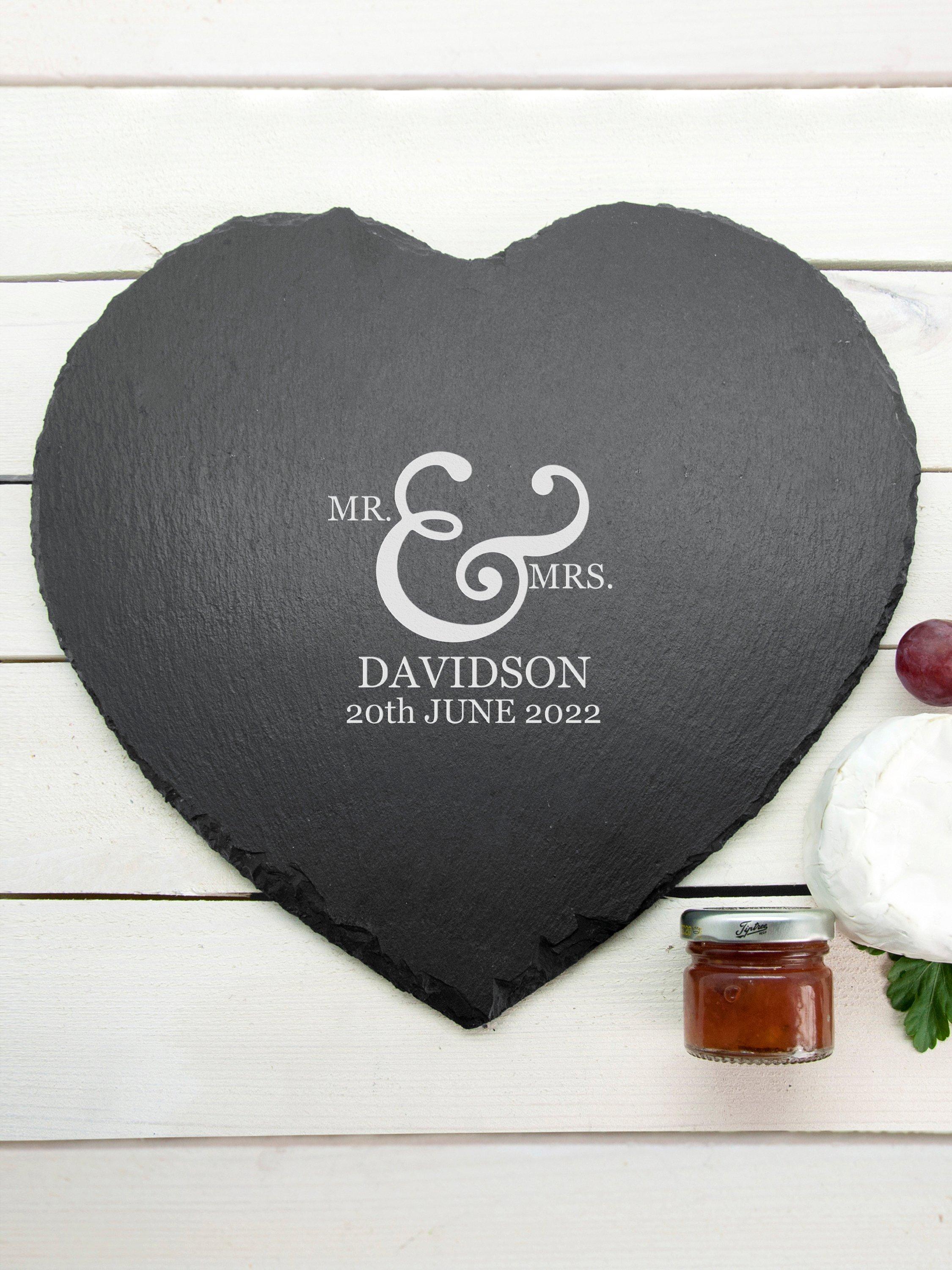 Treat Republic personalised heart slate cheese board, imported from the UK