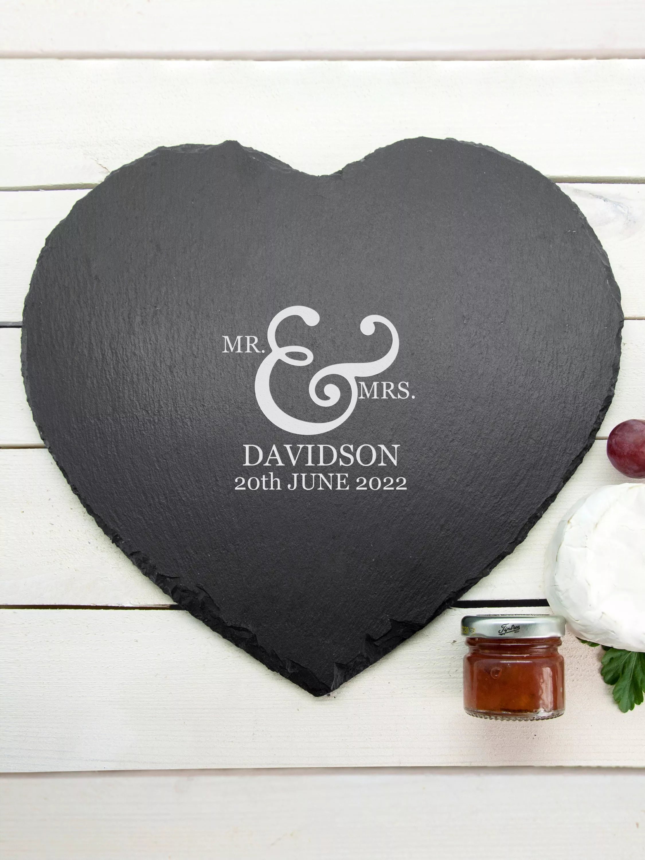 Treat Republic personalised heart slate cheese board, imported from the UK