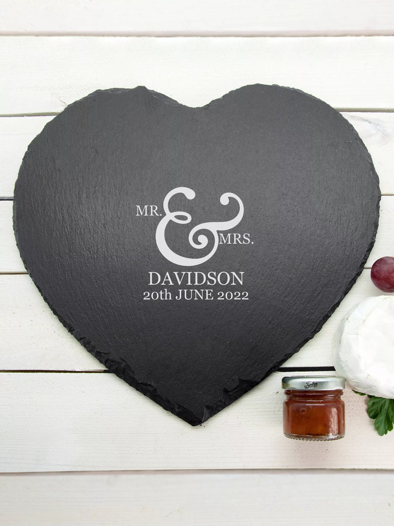 Treat Republic personalised heart slate cheese board, imported from the UK