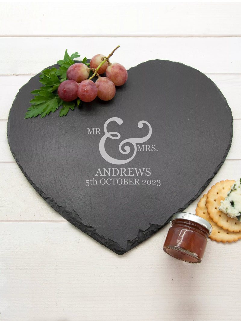Treat Republic personalised heart slate cheese board, imported from the UK